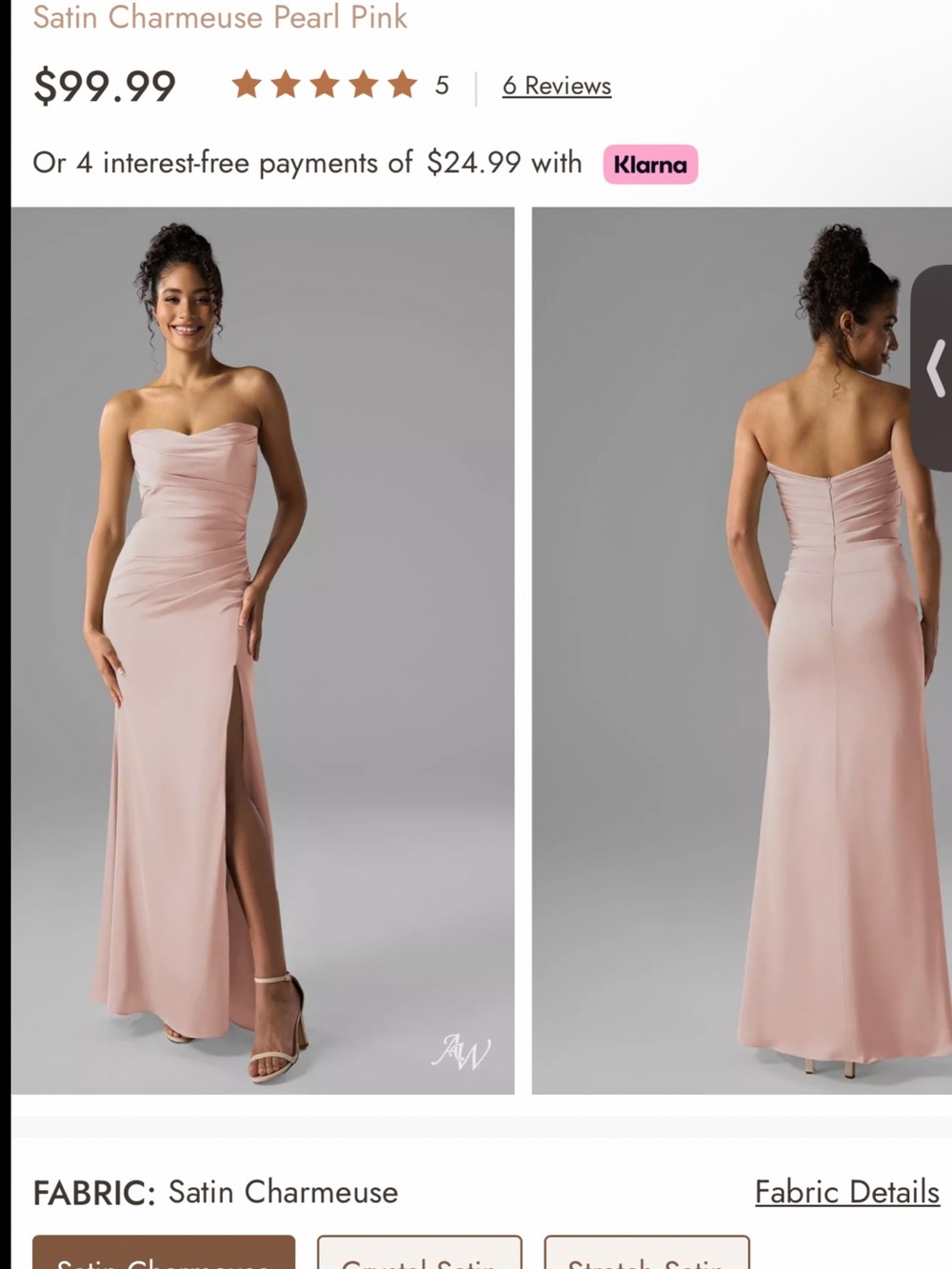 Strapless Satin Maxi Gown in Pearl Pink
